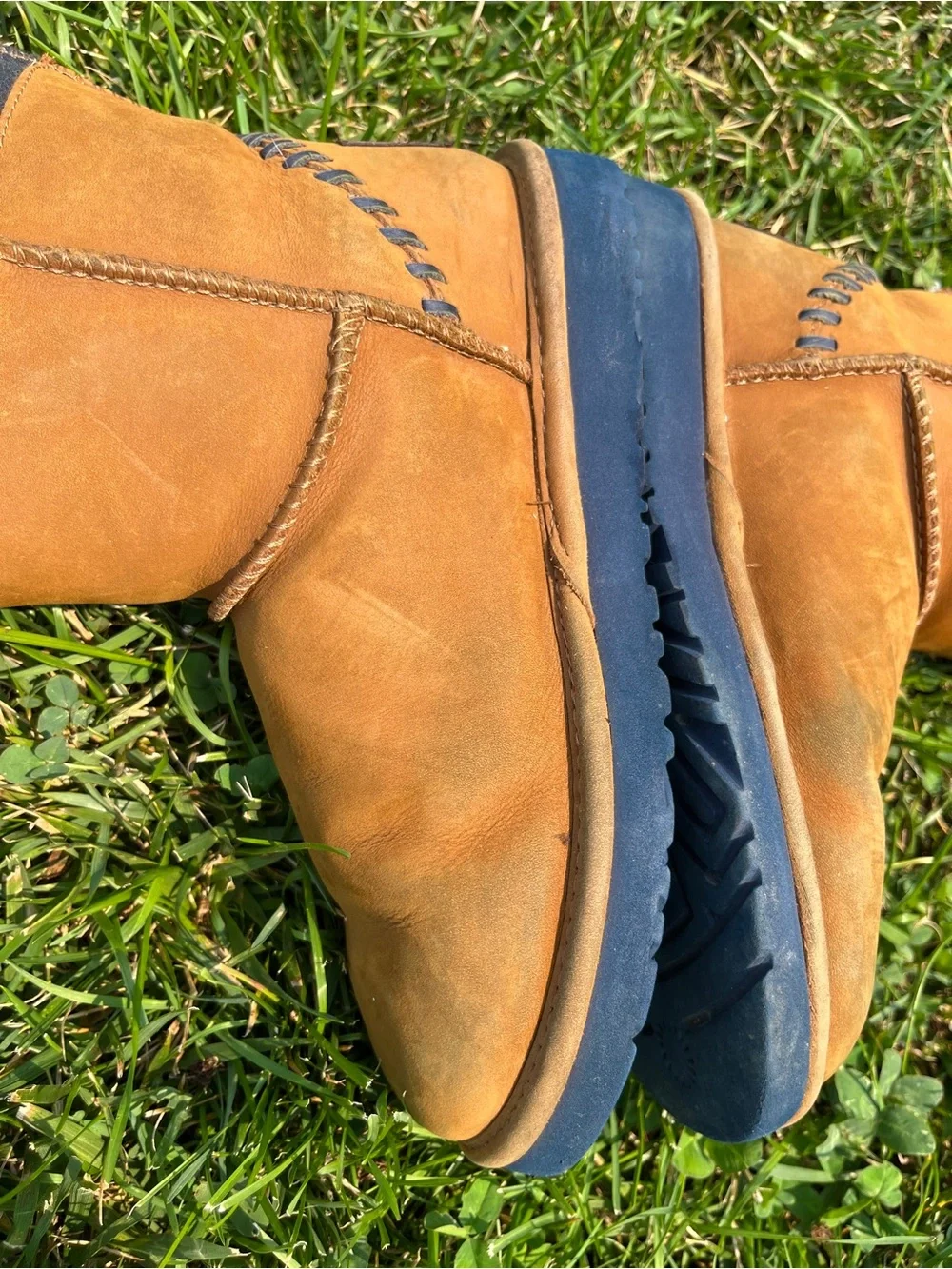 UGG Kids Chestnut Suede Boots with Patterned Cuff